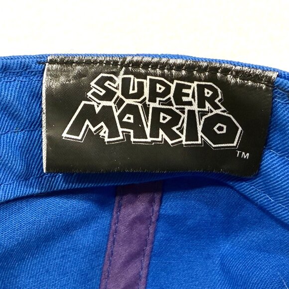 Super Mario Wario Snapback Hat Blue & Yellow Adjustable Flat Bill - Picture 9 of 10